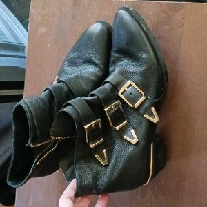 Vince Camuto Black Leather Tipper Ankle Boots